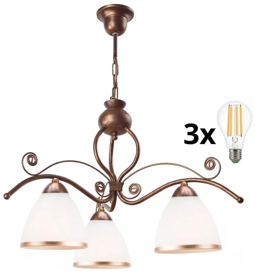 Brilagi - LED Luster na reťazi ANTICO 3xE27/60W/230V bronz patina