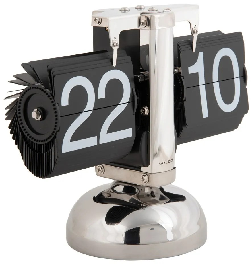 Stolové preklápacie hodiny Karlsson Small Flip KA5955SI – strieborné, 20,5 cm