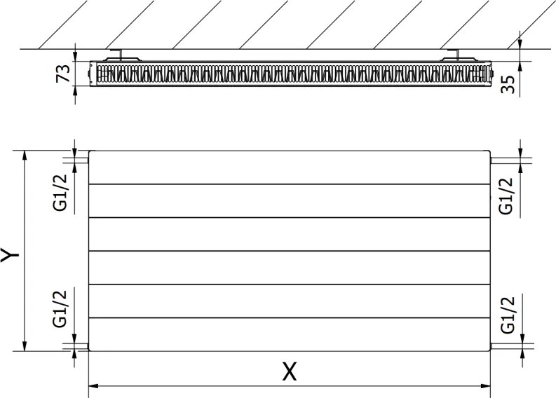 Mexen, Panelový radiátor Mexen Line CL21 600 x 700 mm, bočné pripojenie, 847 W, biely - W421L-060-070-00