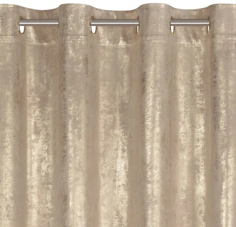 Dekorstudio Zamatový záves na kolieskach RENIA s lesklou potlačou - béžový