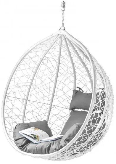 AKCIA Biele závesné kreslo KOKON bez stojanu II. akosť