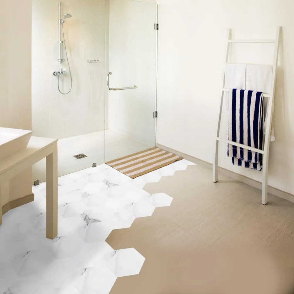 Sada 10 samolepiek na podlahu Ambiance Hexagon