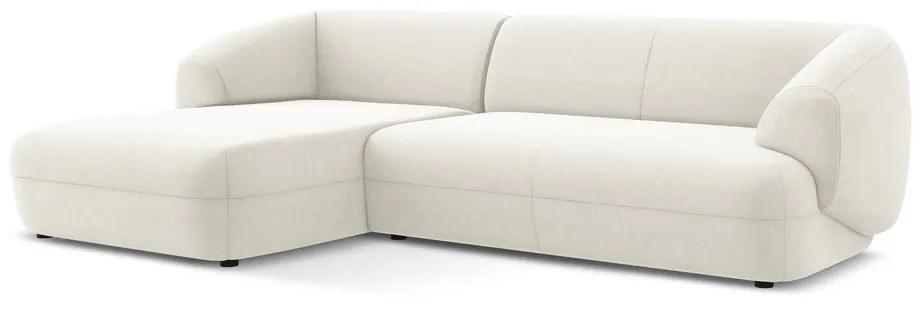 Biela zamatová rohová pohovka (ľavý roh) Moana – Makamii