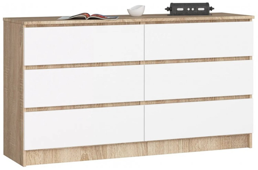 Komoda K140 6SZ sonoma / biela