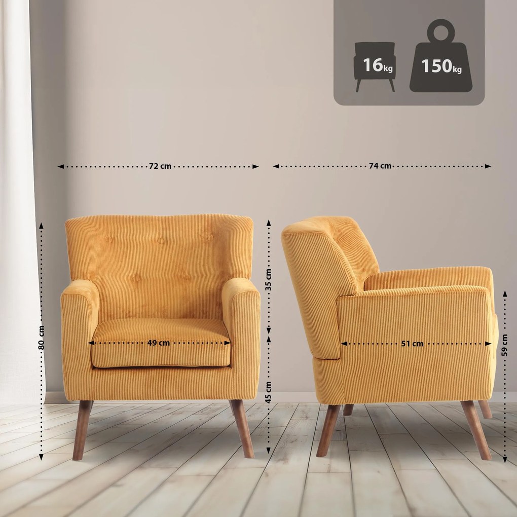 Kreslo Kioni látka cord - oranžová