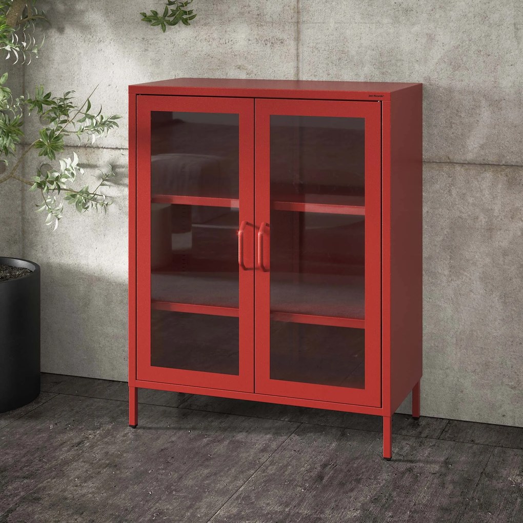 Vitrína GINA, 800 x 1015 x 400 mm, Modern: červená farba