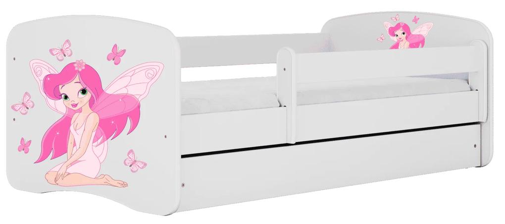 Letoss Detská posteľ BABY DREAMS 160/80- Víla II Ružová S matracom S uložným priestorom