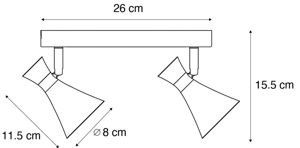 Moderné stropné bodové svietidlo čierne 2-svetelné nastaviteľné - Triangle