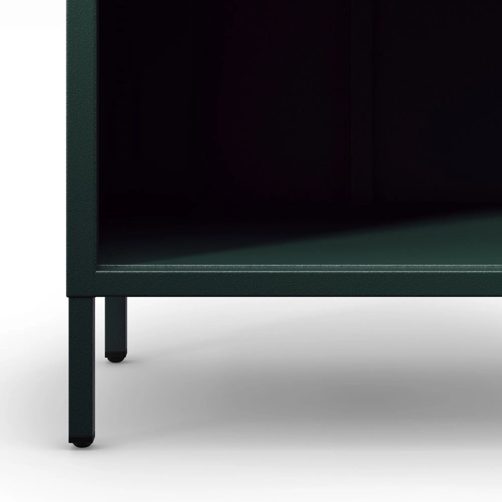 Regál plytký otvorený na knihy na nožičkách fľaškovo zelená, 500x1800x350 mm: MARIO Modern