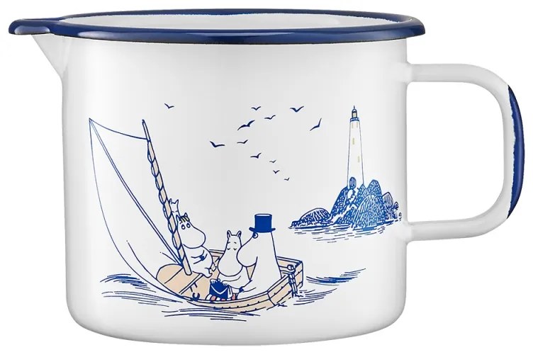 Kastról Moomins Sailors 1,3l, smalt / bielo-modrý