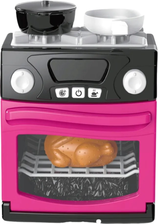 LEAN Toys Hračka sporák s rúrou jedenie svetlá zvuky ružová