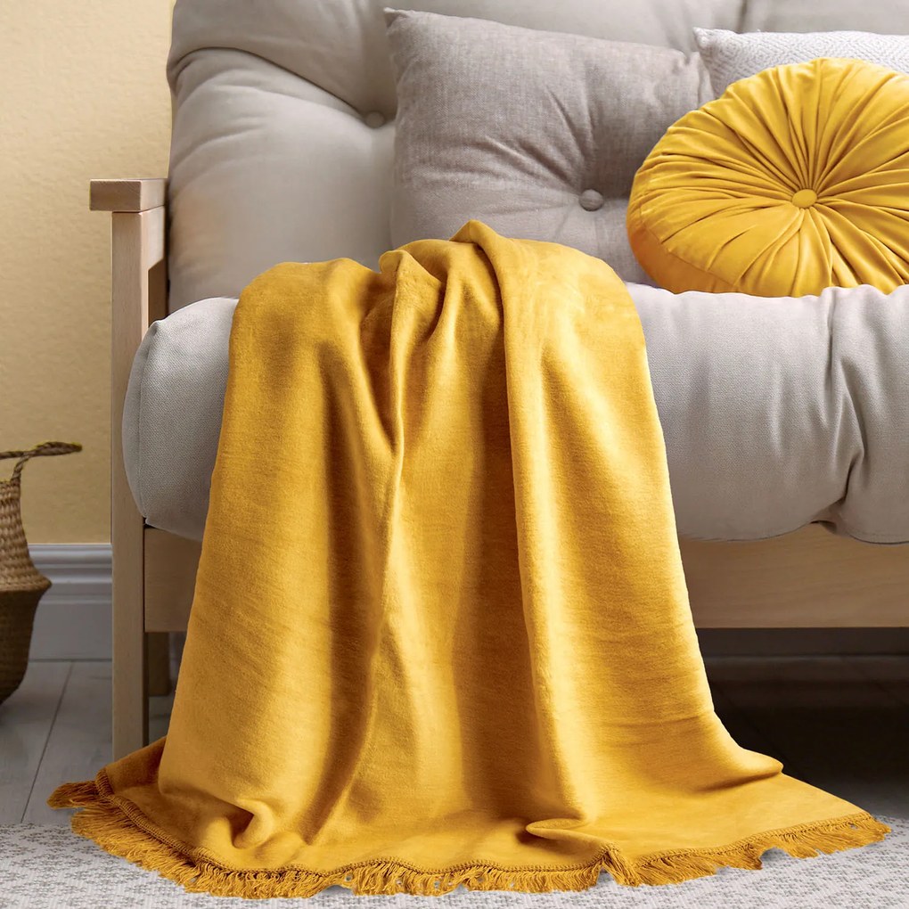 BAVLNENÁ DEKA COTTON CLOUD 150X200 CM ŽLTÁ