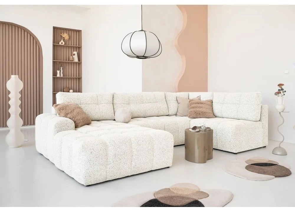 Krémová rozkladacia modulárna rohová pohovka s úložným priestorom (pravý roh) Lulu – Miuform