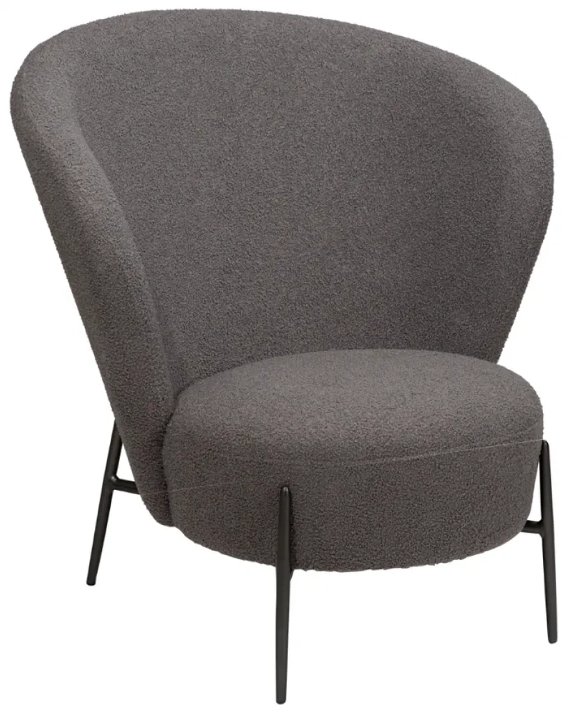 ORBIT ČALÚNENÉ LOUNGE KRESLO black bouclé/black