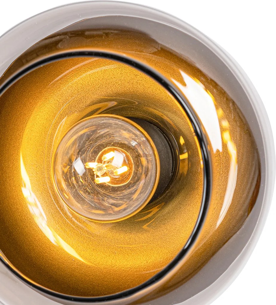 Dizajnové bodové svetlo čierne so zlatom a dymovým sklom 2-svetlo - Kyan