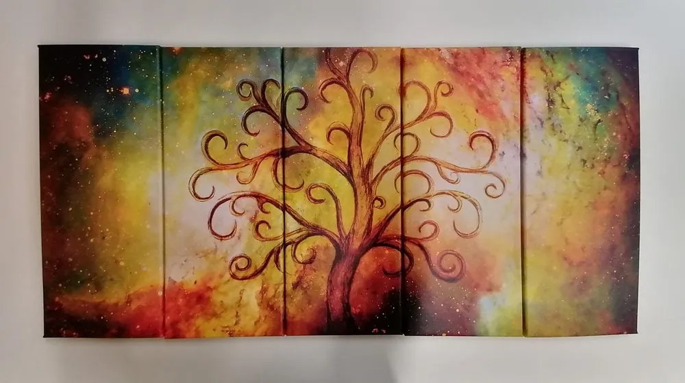 5-dielny obraz strom života s abstrakciou vesmíru Varianta: 100x50