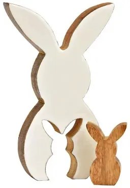 Drevený veľkonočný zajac HOPPYDUO sada 2 ks, 20 cm, biely