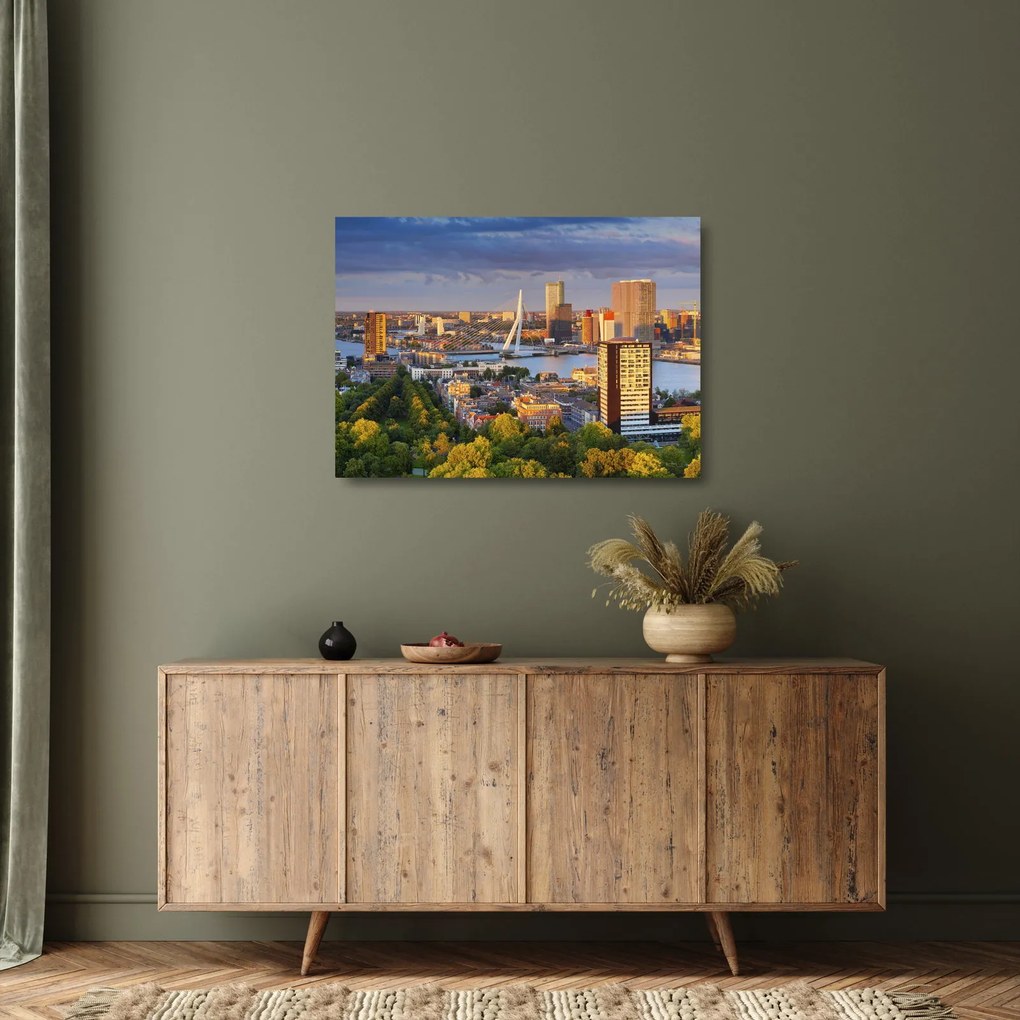 Sklenený obraz - Panorama Rotterdamu, Holandsko (70x50 cm)