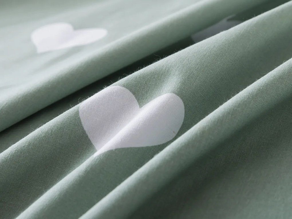 XPOSE® Bavlnené Renforcé obliečky SRDCOVKA DUO - biele/tmavo zelené