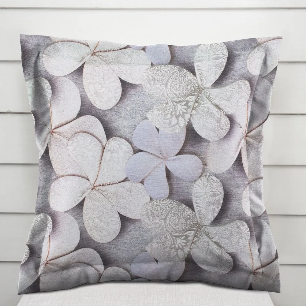 Biante Dekoračná obliečka na vankúš s lemom PML-032 Designové kvety na sivom 35 x 45 cm