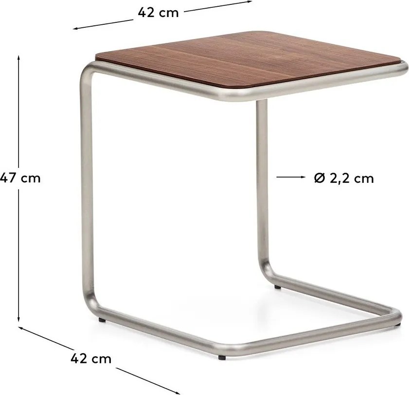 Odkladací stolík v dekore orecha 42x42 cm Tarsel – Kave Home