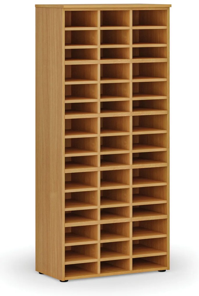 Triediaci regál PRIMO WOOD, 800 x 420 x 1781 mm, 45 priehradok, buk