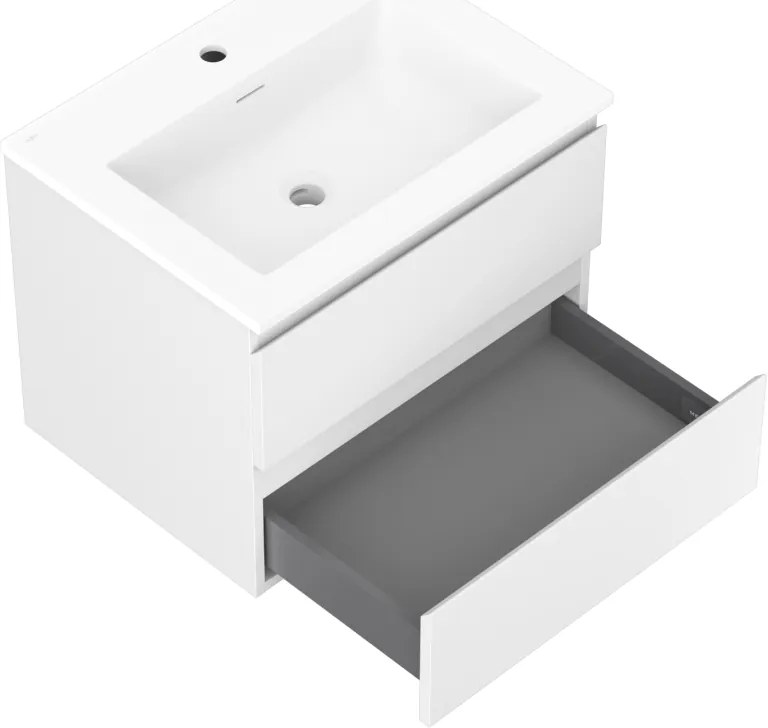 Mexen Orio, kúpeľňová skrinka 60 cm s umývadlom Otis, 2 zásuvky, biela matná, 91A10-06047-2-BFF01-W18M01