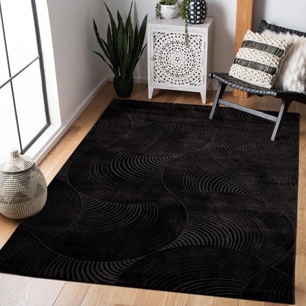 Dekorstudio Jednofarebný koberec FANCY 647 - čierny Rozmer koberca: 200x290cm