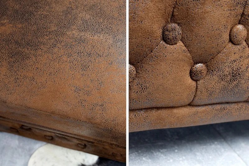 Kreslo Chesterfield hnedé starožitný vzhľad