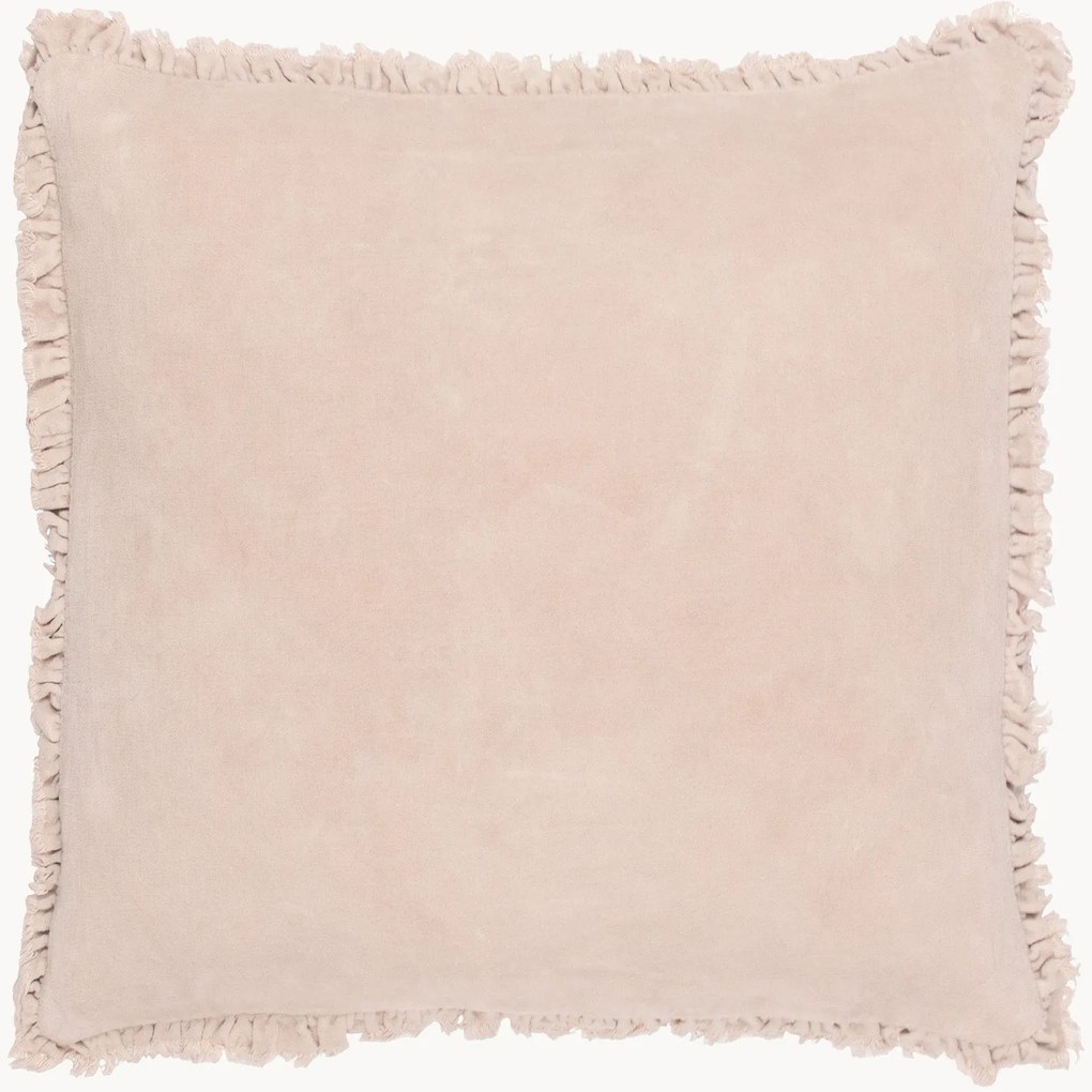 Zamatový vankúš s volánikmi a výplňou z kačacieho peria Bertie