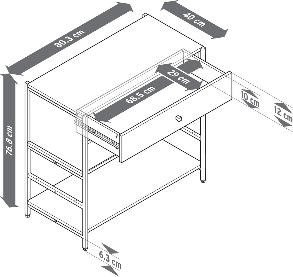 Komoda »GRADE« s 2 zásuvkami, sivá
