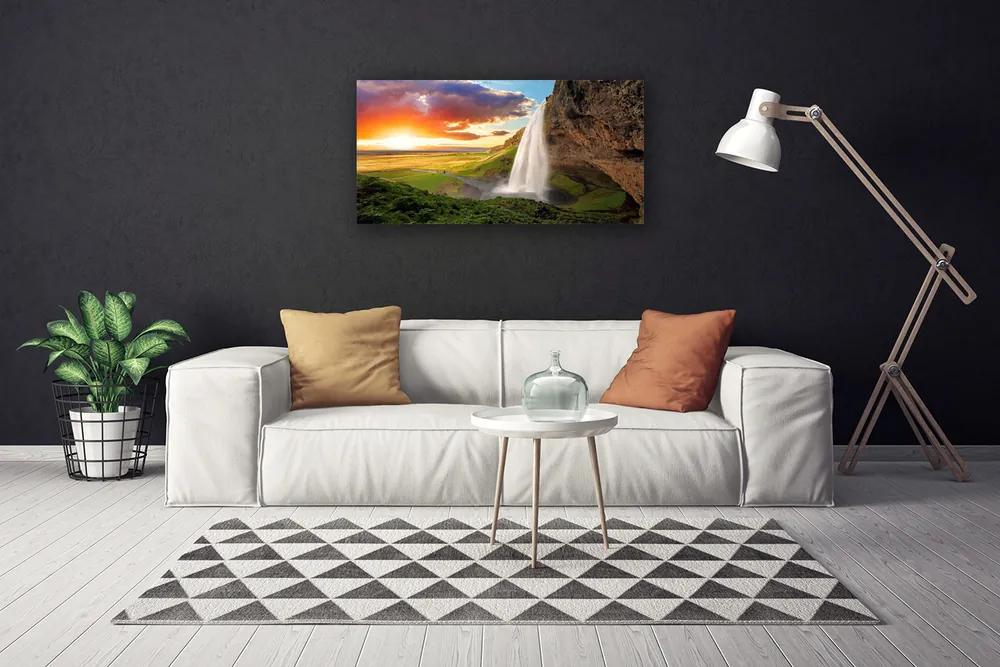 Obraz na plátne Hora vodopád príroda 140x70 cm