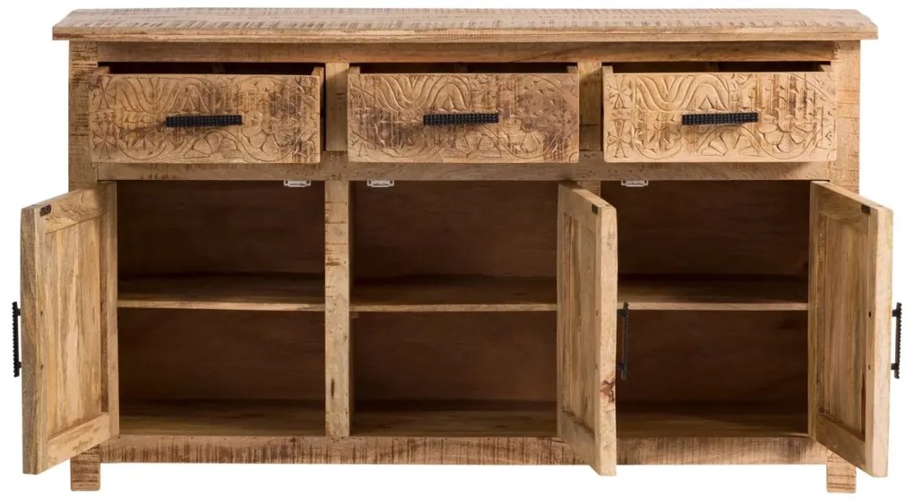 furniture-nabytek.cz - Masivní příborník Mumbai z mangového dřeva, lakovaný, hnědý – 140×42×80 cm
