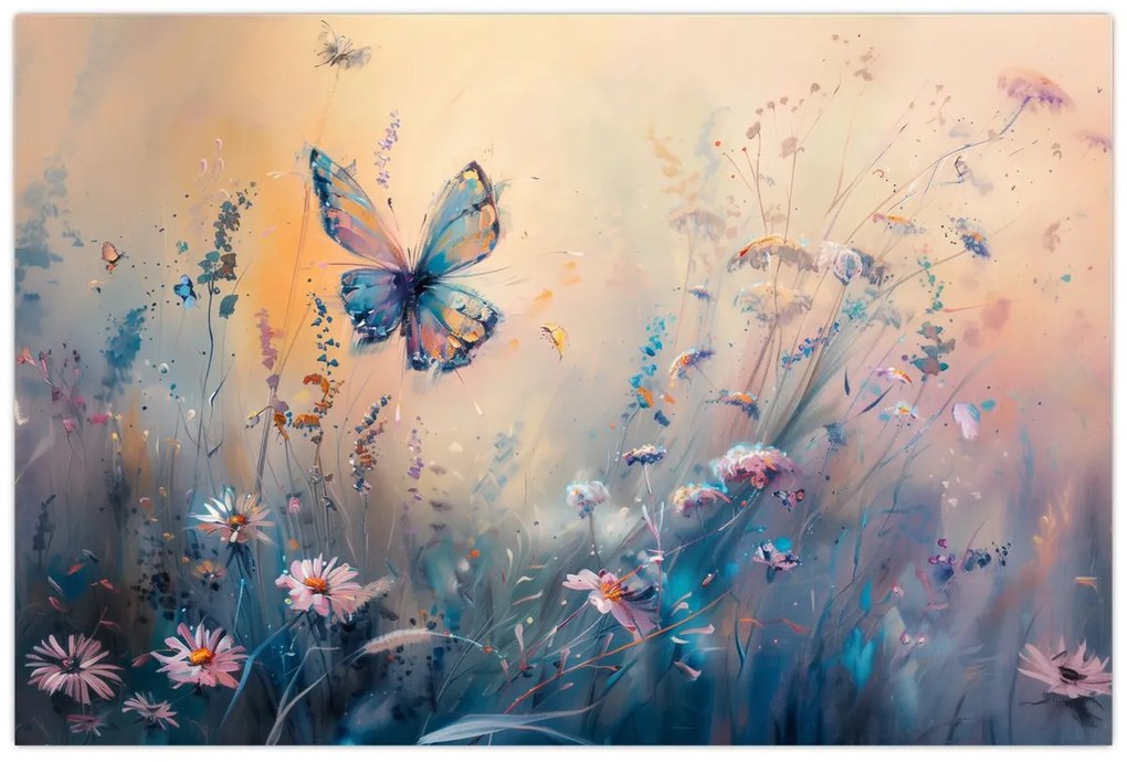 Obraz - Lúka s motýľom II. (90x60 cm)