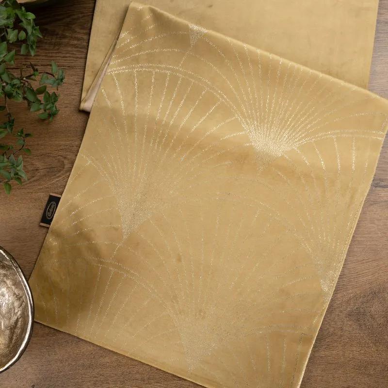 Dekorstudio Elegantný zamatový behúň na stôl BLINK 14 zlatý Rozmer behúňa (šírka x dĺžka): 35x180cm
