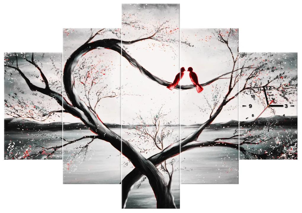 Gario Obraz s hodinami Vtáčia láska Veľkosť: 150 x 105 cm
