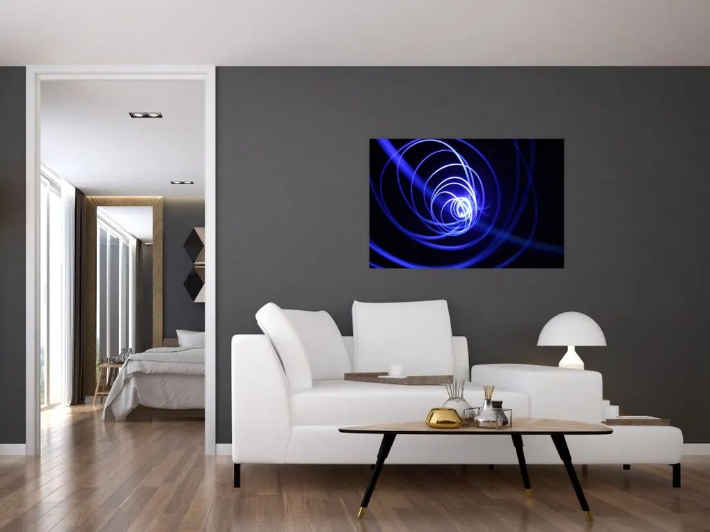 Obraz modrých špirál (90x60 cm)