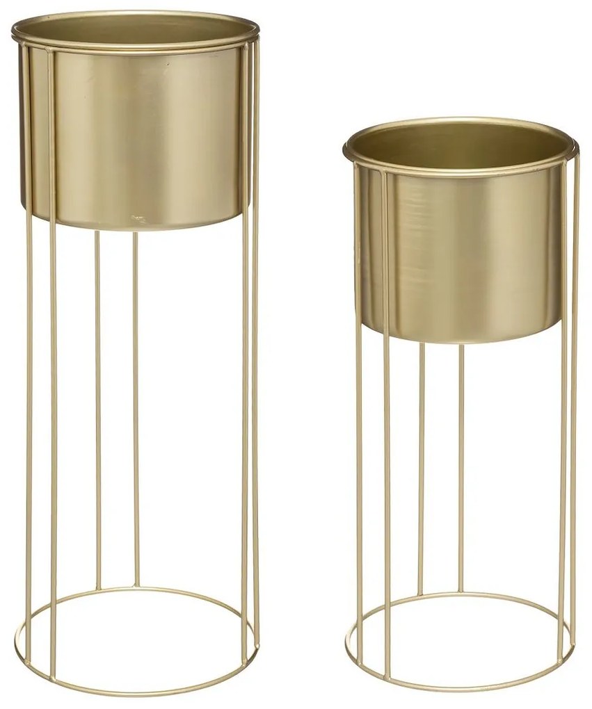 KOVOVÝ KVETINÁČ SO STOJANOM MAX GOLD SADA 2KS 58X21,5 CM+41,5X18,5 CM ZLATÁ