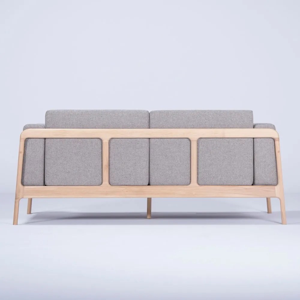 Sivá pohovka s konštrukciou z masívneho dubového dreva Gazzda Fawn, 180 cm