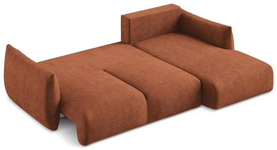 Terakotová ženilková rozkladacia rohová pohovka (pravý roh/s leňoškou) Leila – Makamii