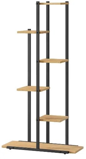 Stojan na kvety so 6 úrovňami - dub/čierne nohy