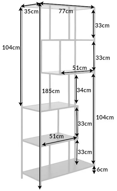 Dizajnový regál Maille 185 x 77 cm mramor antracit