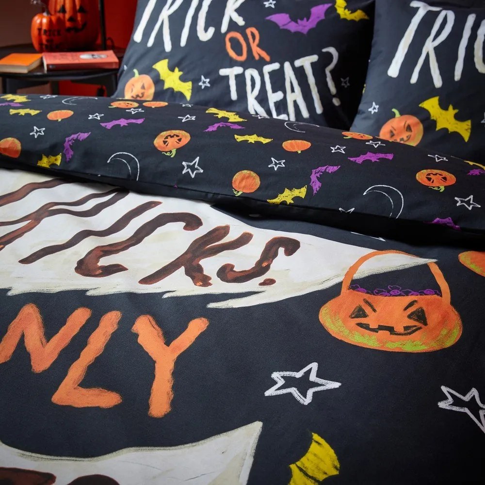 Čierne obliečky na jednolôžko 135x200 cm Halloween Trick or Treat – Catherine Lansfield