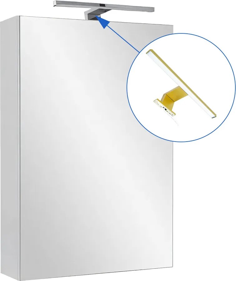 Comodo Zrkadlová skrinka Ticino 40 ZS LED-G s osvetlením Any LED 30 G, zlatá