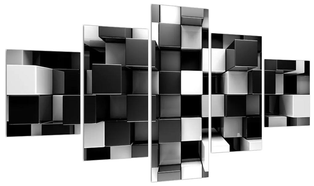 Abstraktný čiernobiely obraz - kocky (K012821K12570)