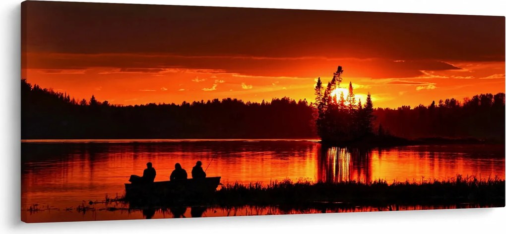 Obraz - Rybári na jazere (120x50 cm)