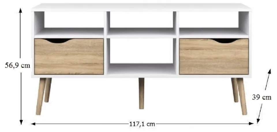 Tempo Kondela TV stolík/skrinka, dub sonoma/biela, OSLO 75391