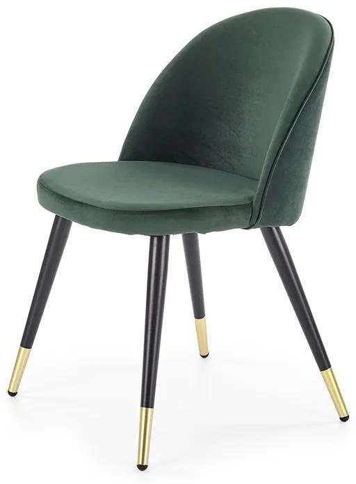 Jedálenská stolička K315 - tmavozelená / čierna / zlatá