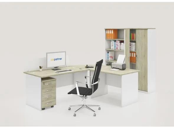 Zostava kancelárskeho nábytku MIRELLI A+, typ A, biela / dub sonoma
