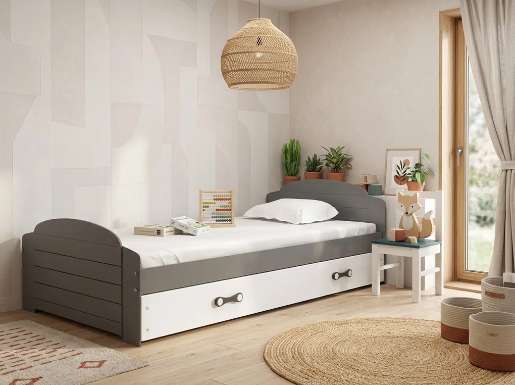 Posteľ LILI 200x90 grafitová - biela